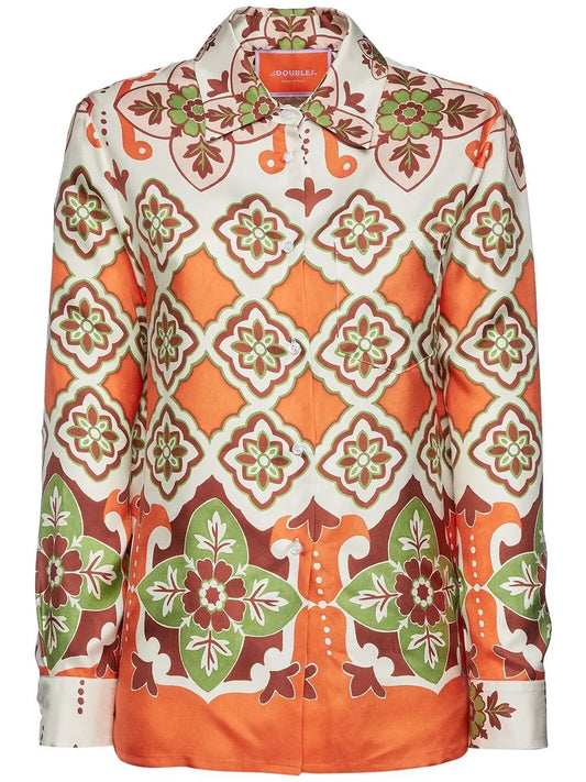 Patterned-Print Silk Shirt
