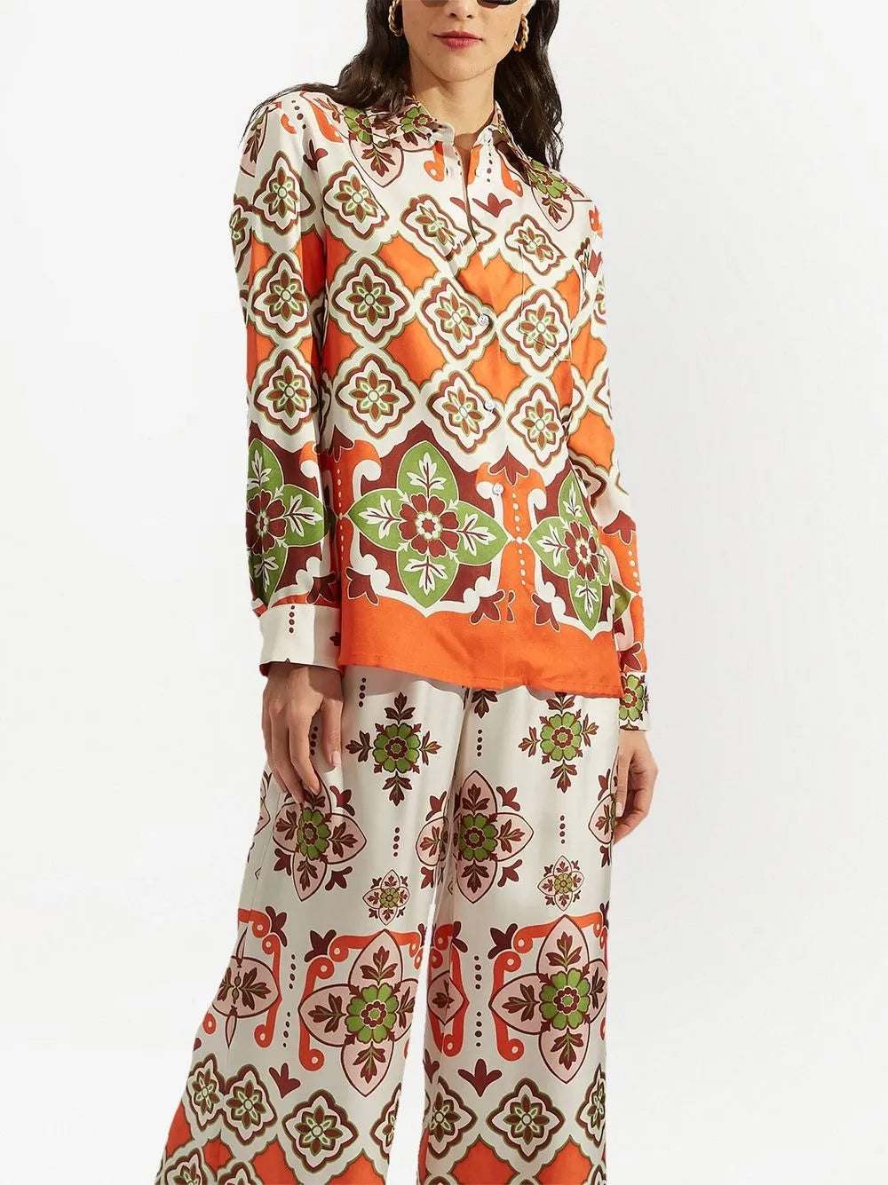 Patterned-Print Silk Shirt
