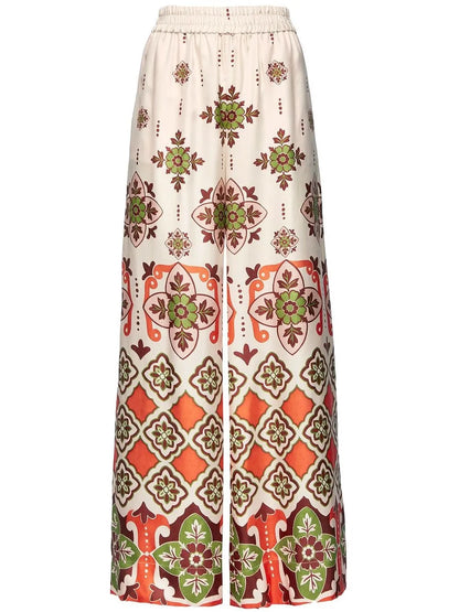 Printed Silk Palazzo Trousers