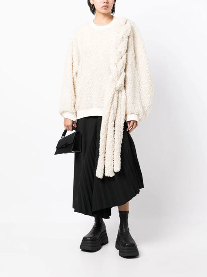 Braid-Detail Fleece Sweatshirt