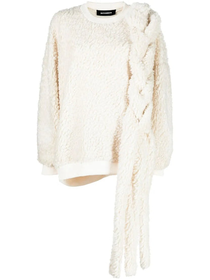 Braid-Detail Fleece Sweatshirt