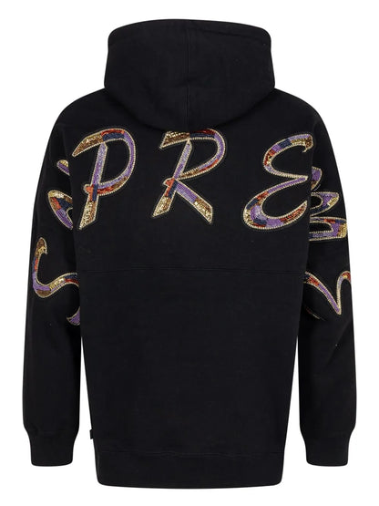 Beaded-Logo Cotton Hoodie