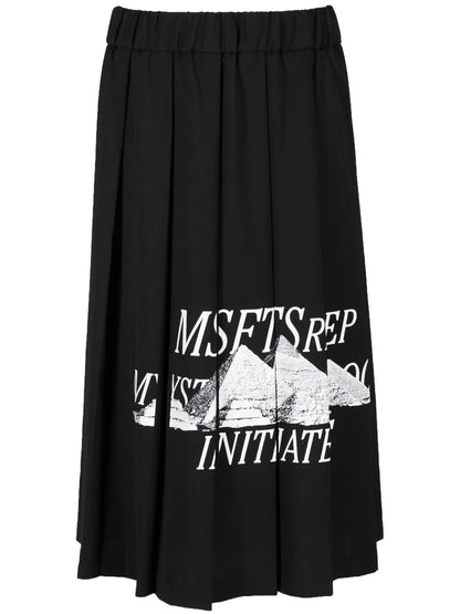 Logo-Print Pleated Skirt