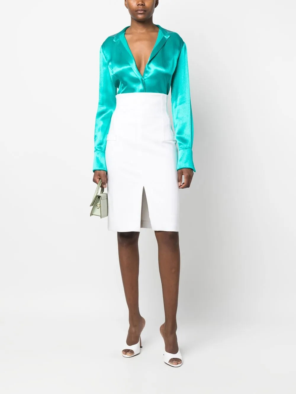 Stud-Embellished Satin Shirt