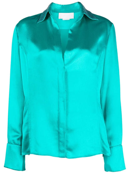 Stud-Embellished Satin Shirt