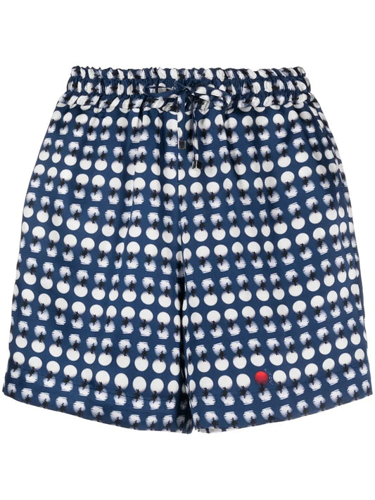 Spot-Print Elastic Shorts