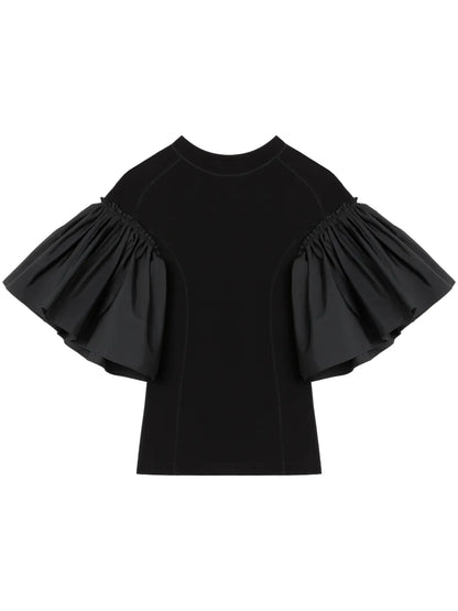 Ruffle-Sleeve Crew Neck Top