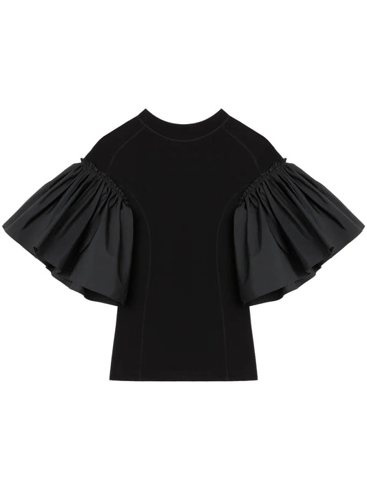 Ruffle-Sleeve Crew Neck Top
