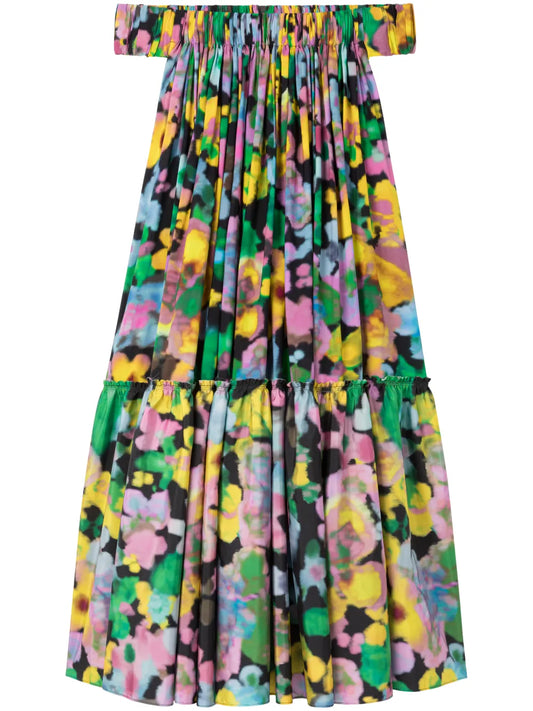 Gaia Floral-Print Off-Shoulder Midi Dress