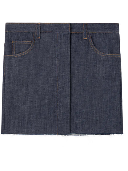 Boule Raw-Cut Edge Denim Skirt