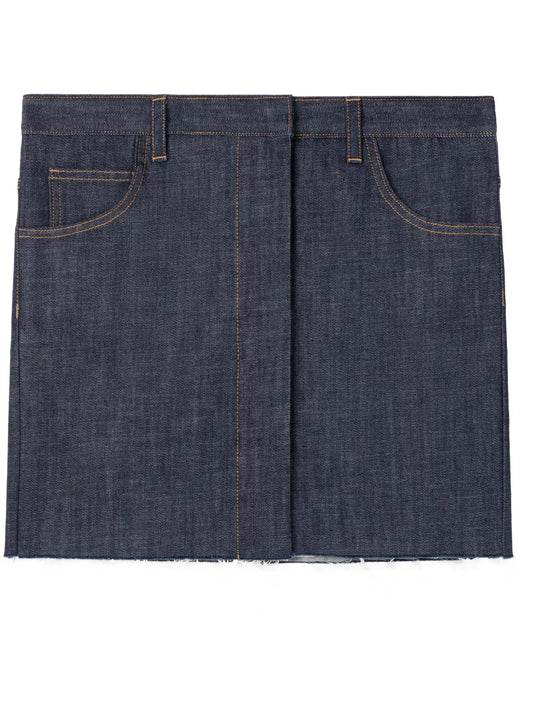 Boule Raw-Cut Edge Denim Skirt