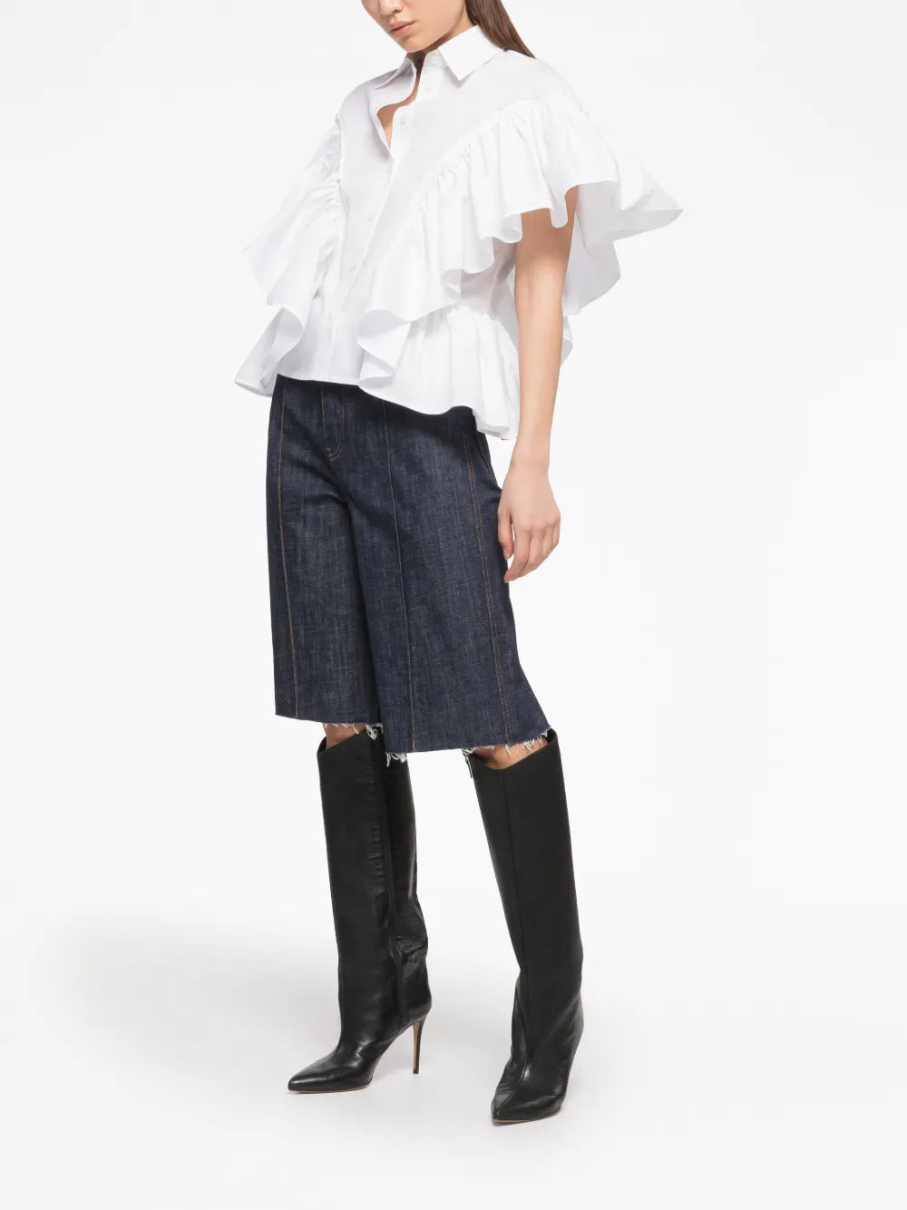 Waterfall Ruffle-Sleeve Shirt