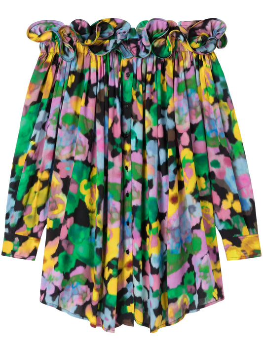 Theodora Floral-Print Off-Shoulder Dress