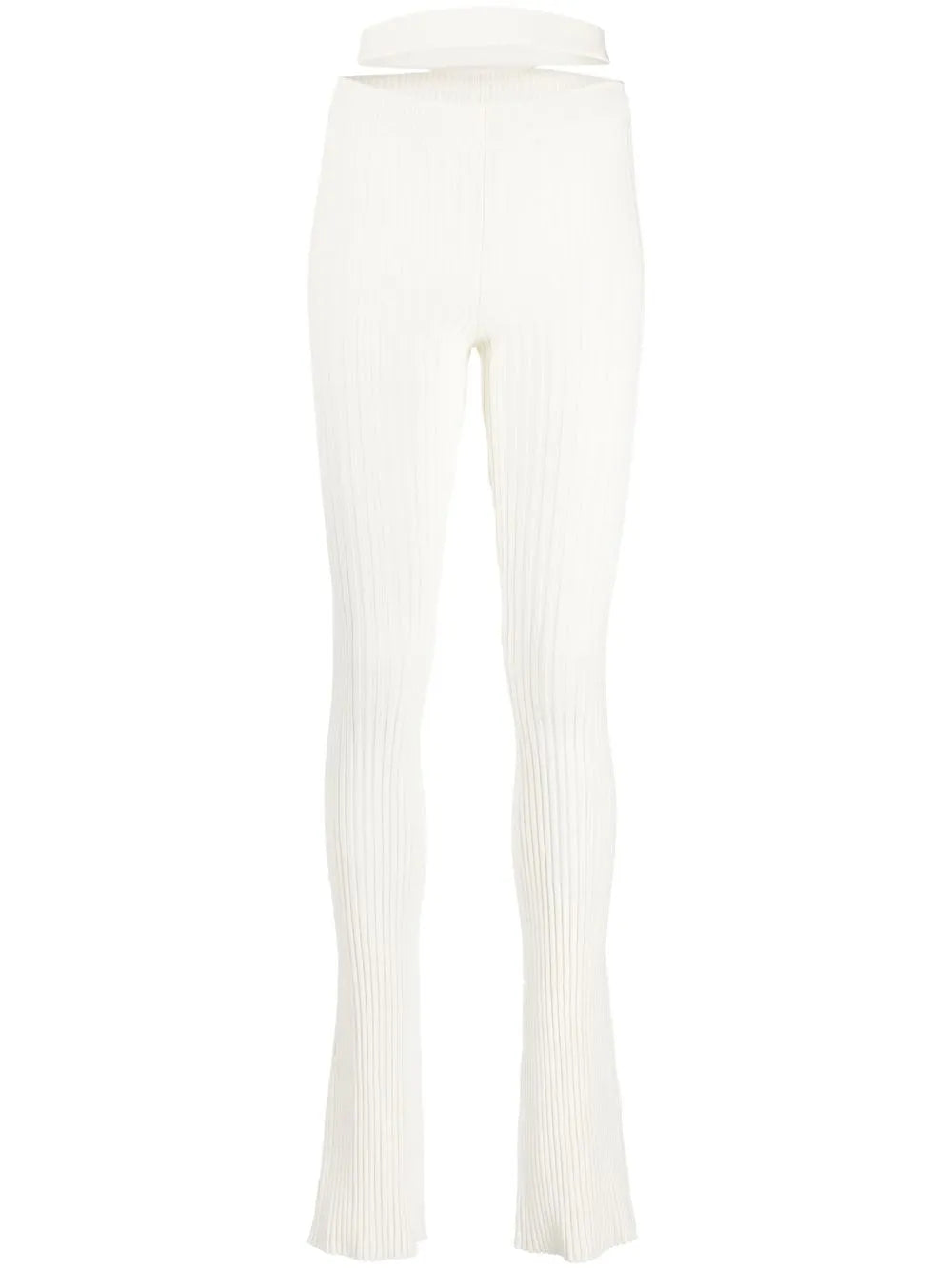 Cut-Out Waist Ribbed Trousers