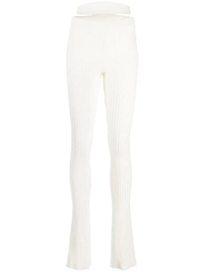 Cut-Out Waist Ribbed Trousers