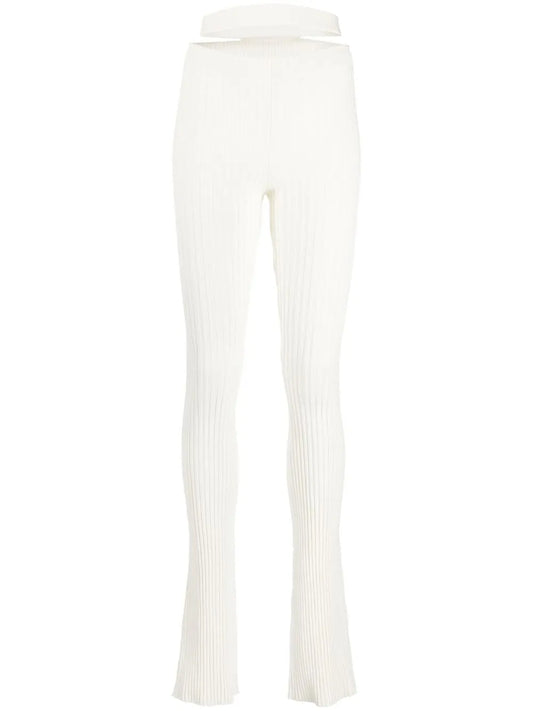 Cut-Out Waist Ribbed Trousers