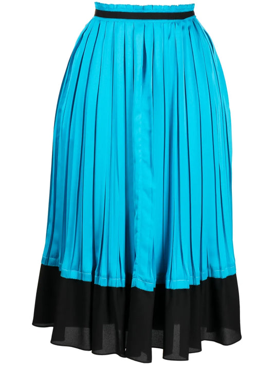 Pleated Satin Midi Skirt
