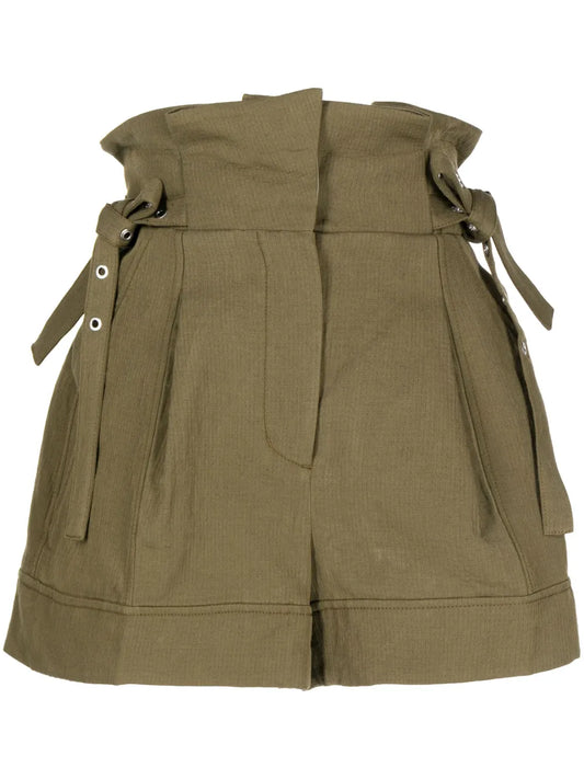 Paperbag Cotton-Linen Shorts