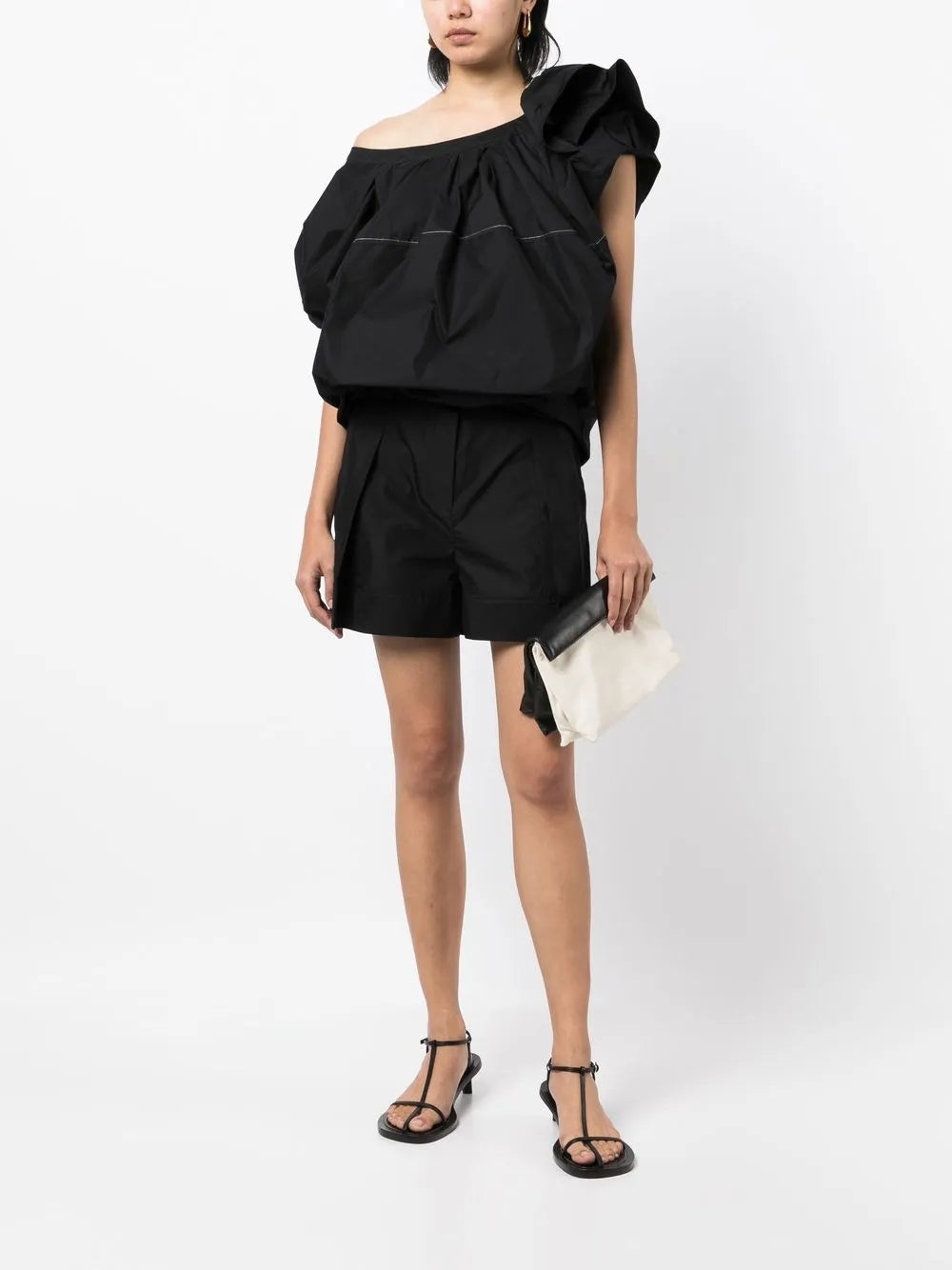 Pleat-Detail Belted Shorts