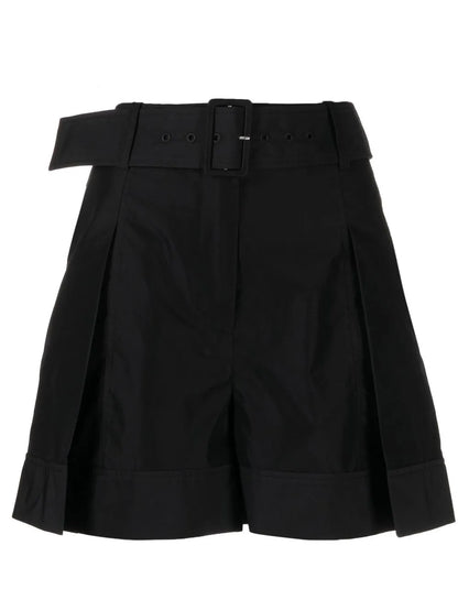 Pleat-Detail Belted Shorts
