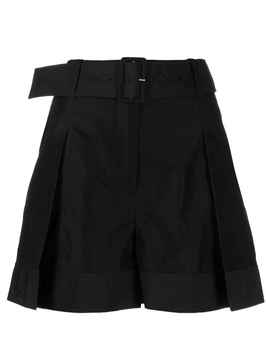 Pleat-Detail Belted Shorts