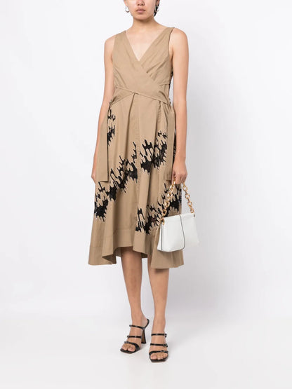 Graphic-Print Wrap Dress