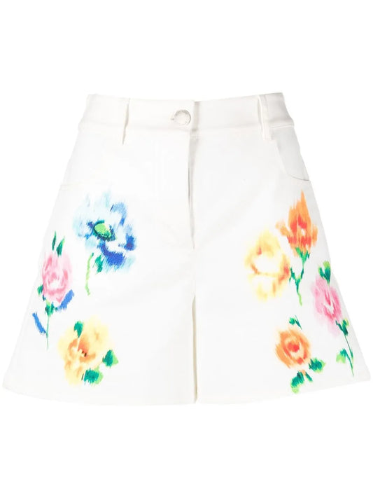 Floral-Print Denim Shorts