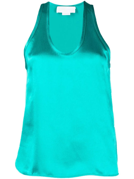 Satin Scoop-Neck Tank Top