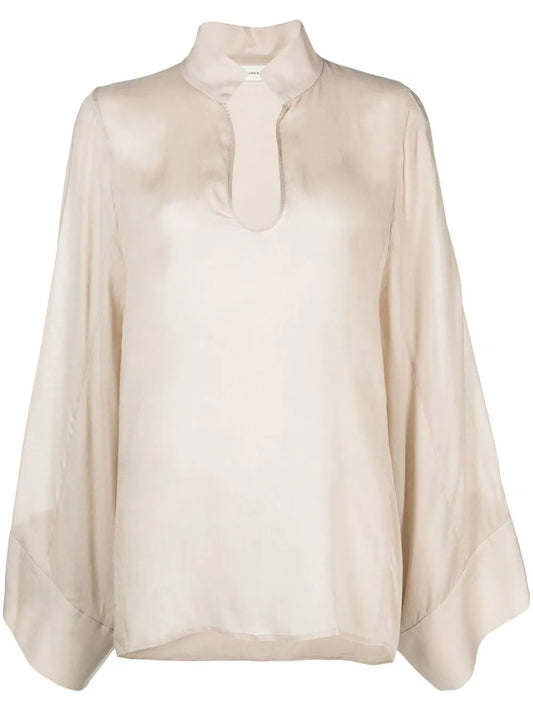 Long-Sleeve Scoop-Neck Blouse
