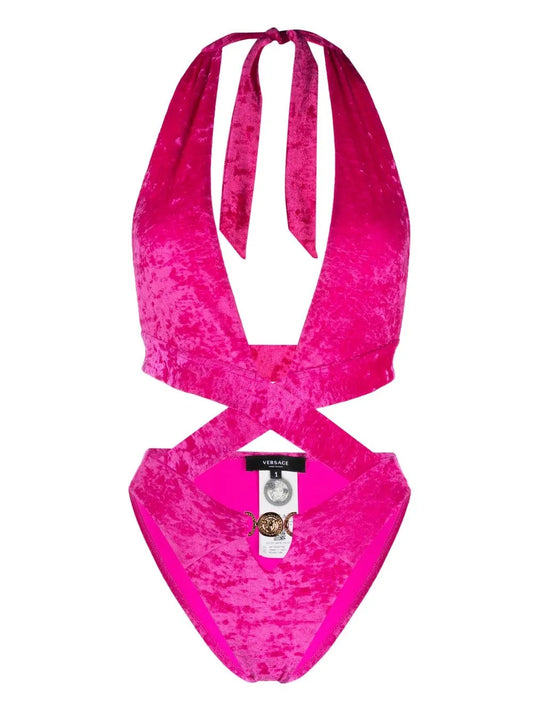 Medusa Plaque Detail Swimsuit