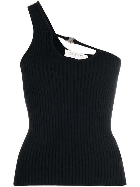 One-Shoulder Ribbed-Knit Top