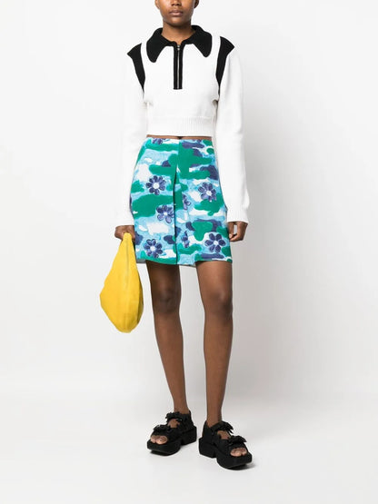 Floral-Print Mini Skirt