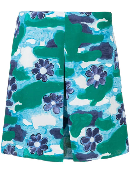 Floral-Print Mini Skirt