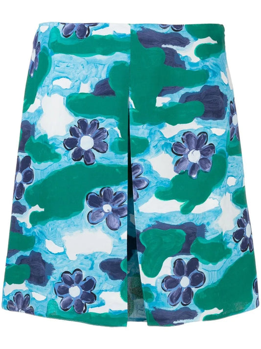 Floral-Print Mini Skirt