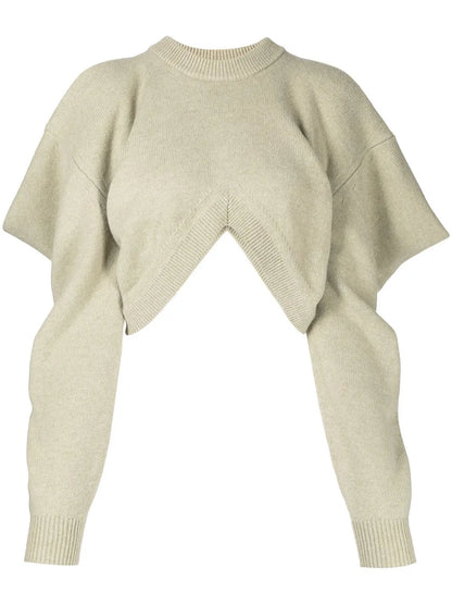 Draped-Sleeve Knit Jumper