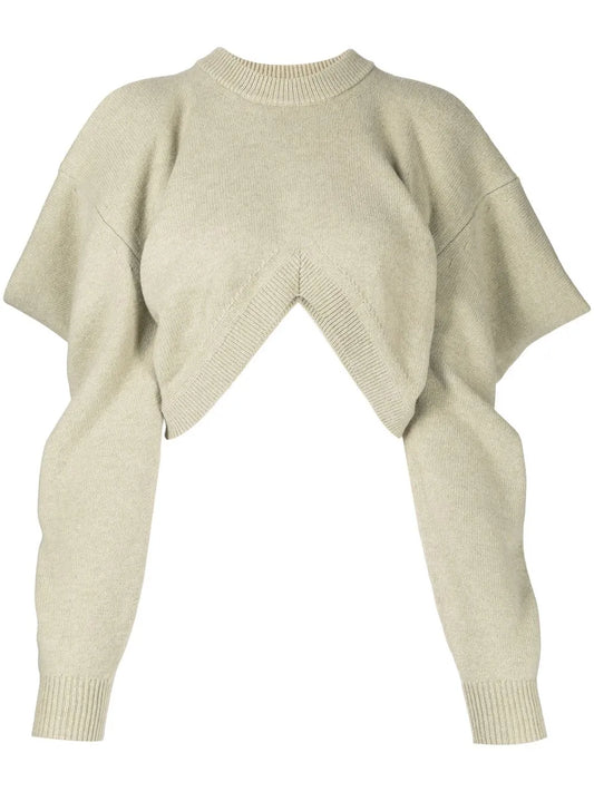 Draped-Sleeve Knit Jumper