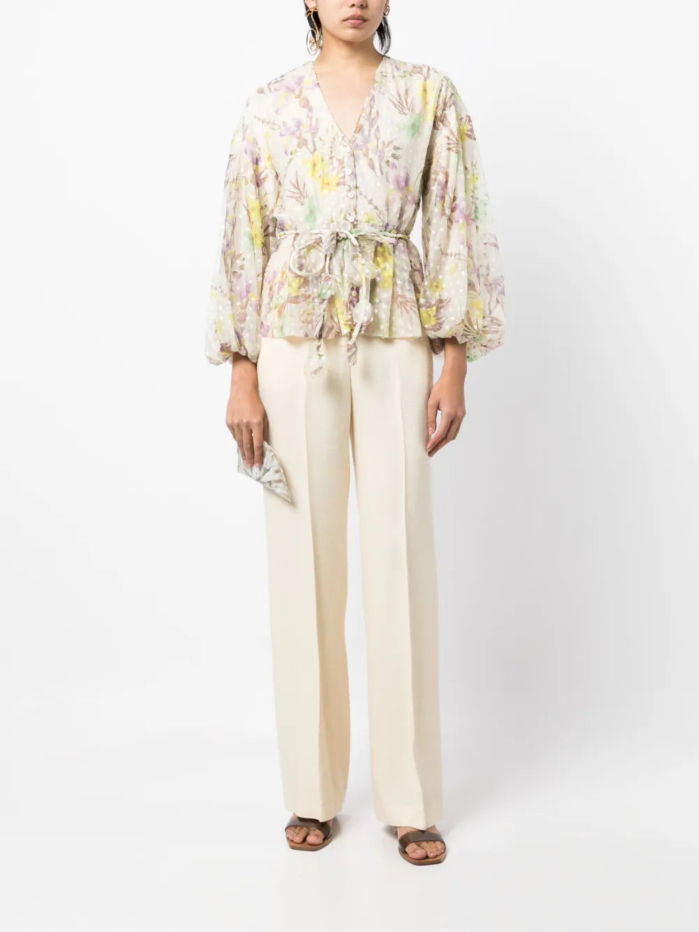Floral-Print Embroidered Shirt