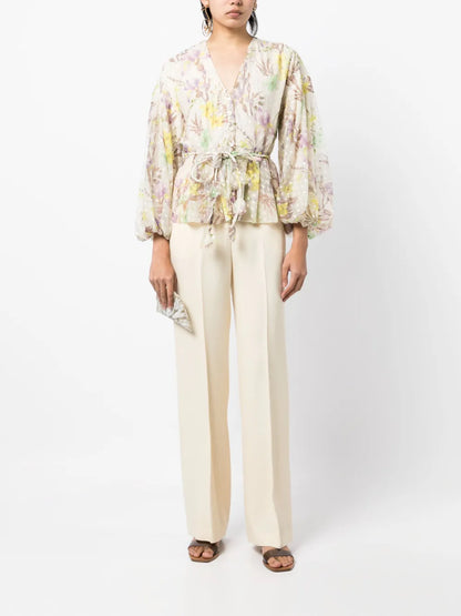 Floral-Print Embroidered Shirt