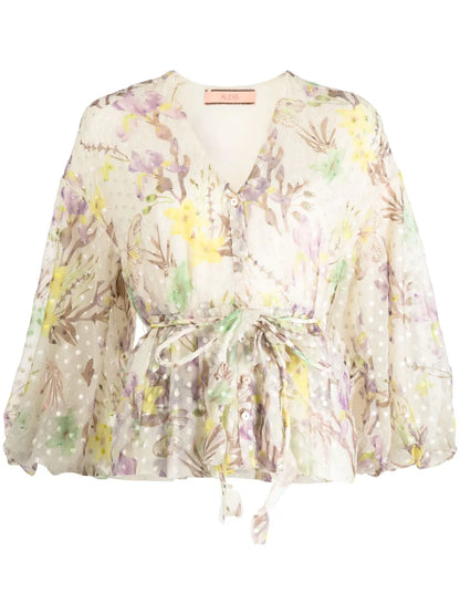 Floral-Print Embroidered Shirt