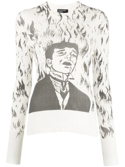 Intarsia-Knit Crew Neck Jumper
