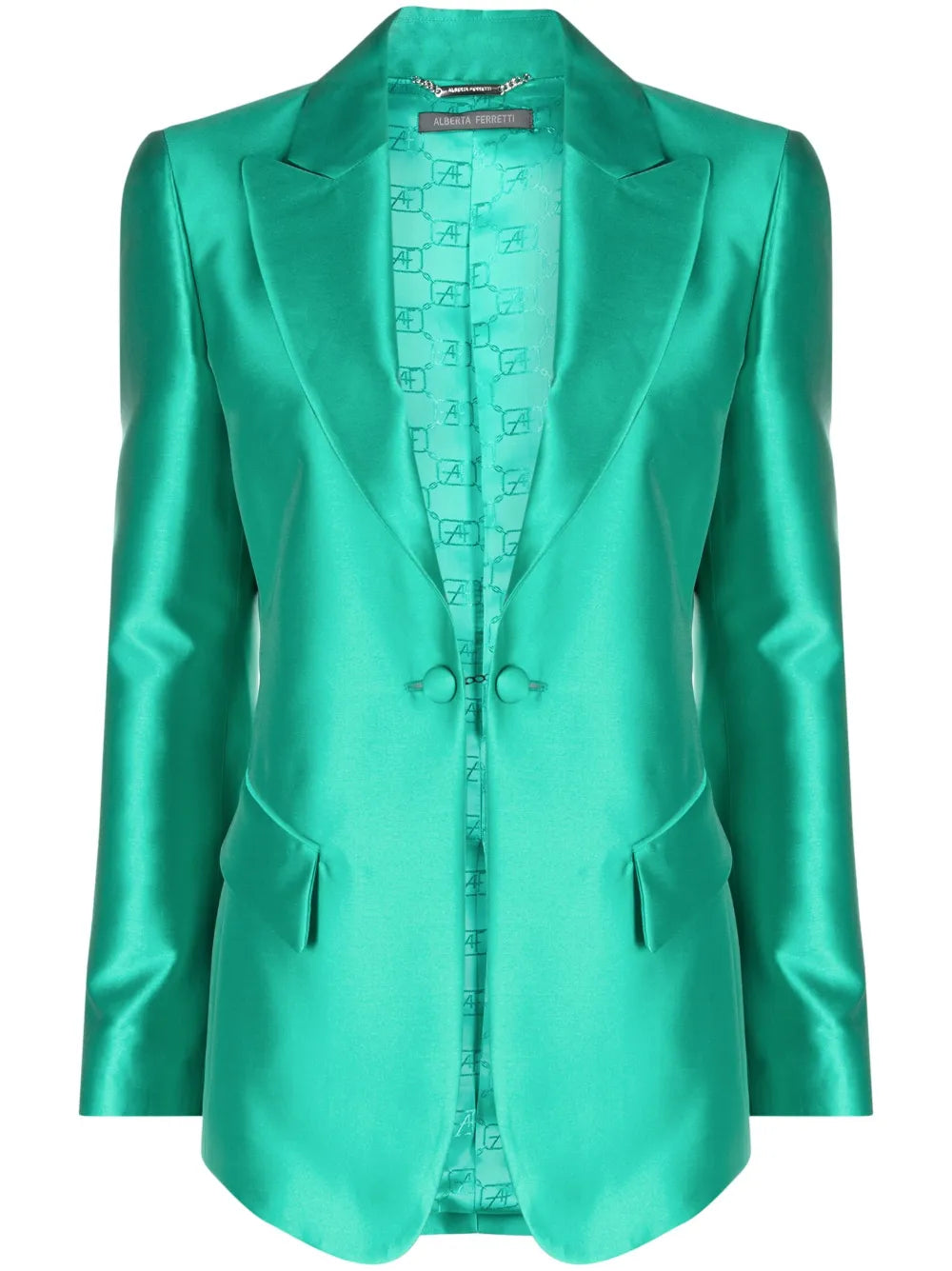 Satin-Trim Single-Breasted Blazer