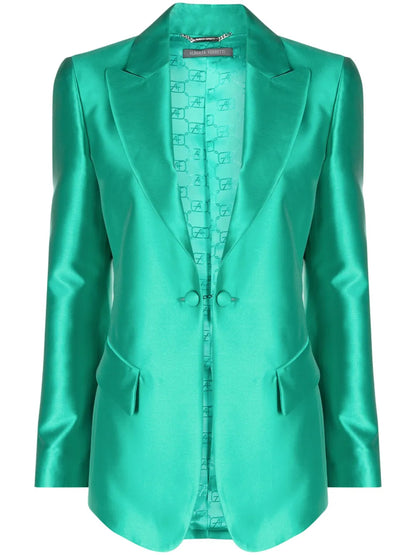 Satin-Trim Single-Breasted Blazer