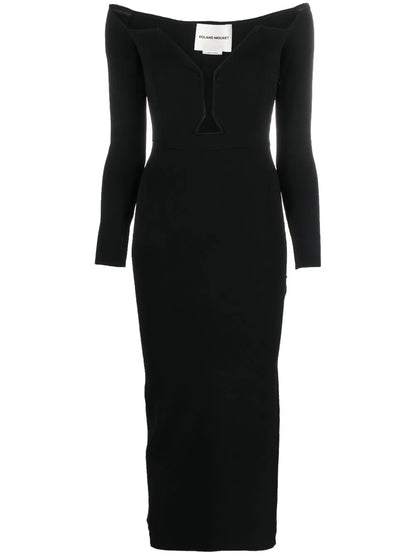 V-Neck Long-Sleeved Maxi Dress