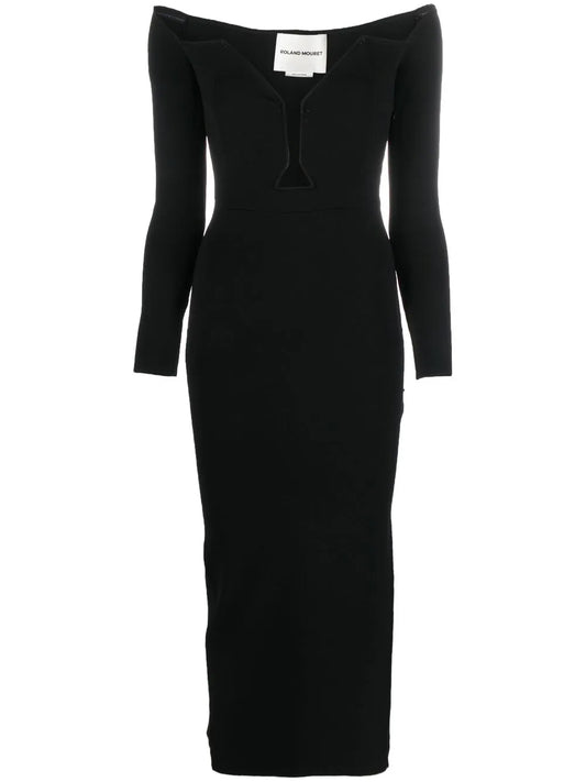 V-Neck Long-Sleeved Maxi Dress