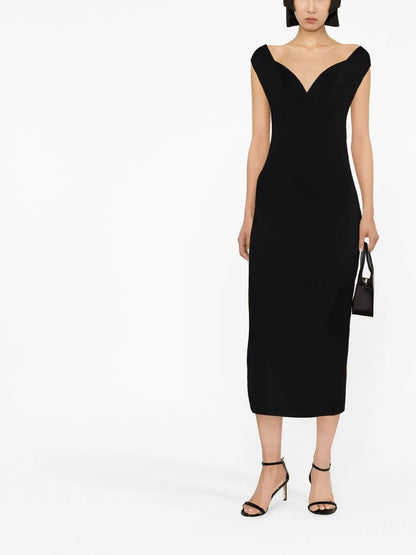 Sweetheart-Neck Midi Dress