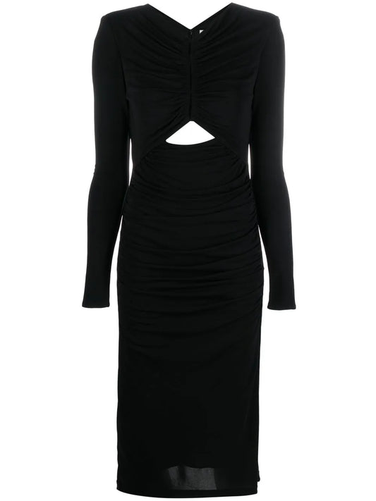 Ruched Long-Sleeved Maxi Dress