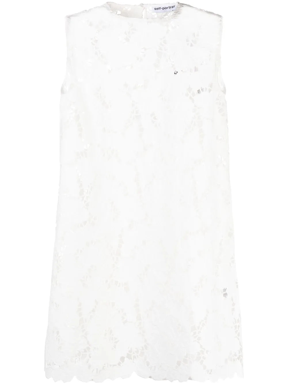 Floral-Lace Detail Shift Dress