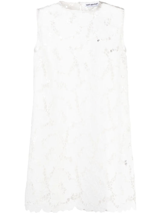 Floral-Lace Detail Shift Dress