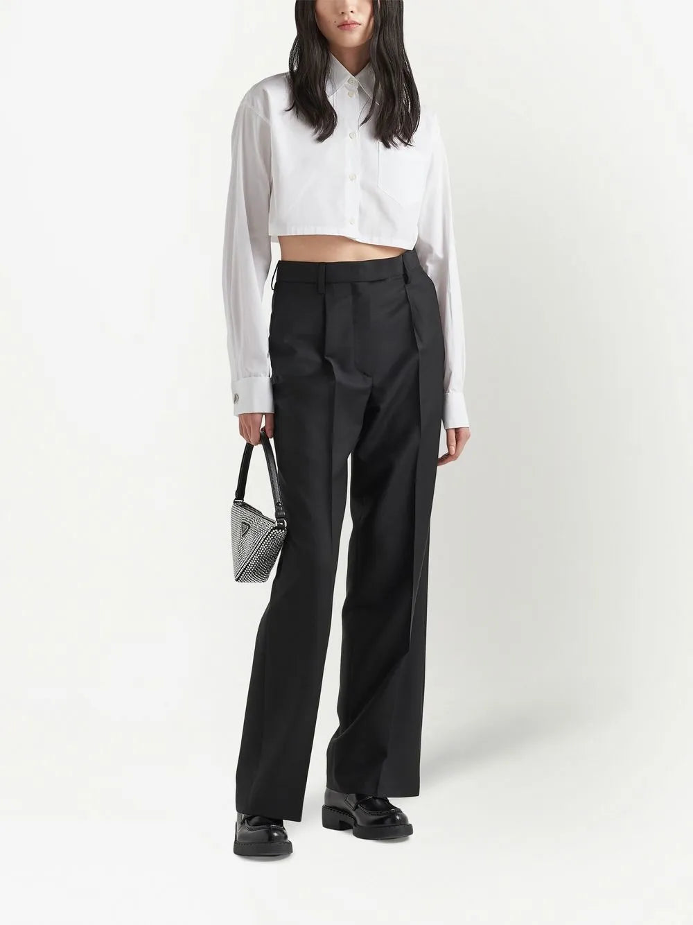 Triangle-Logo Cropped Shirt