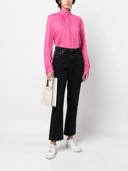 Gathered-Detail High Neck Blouse